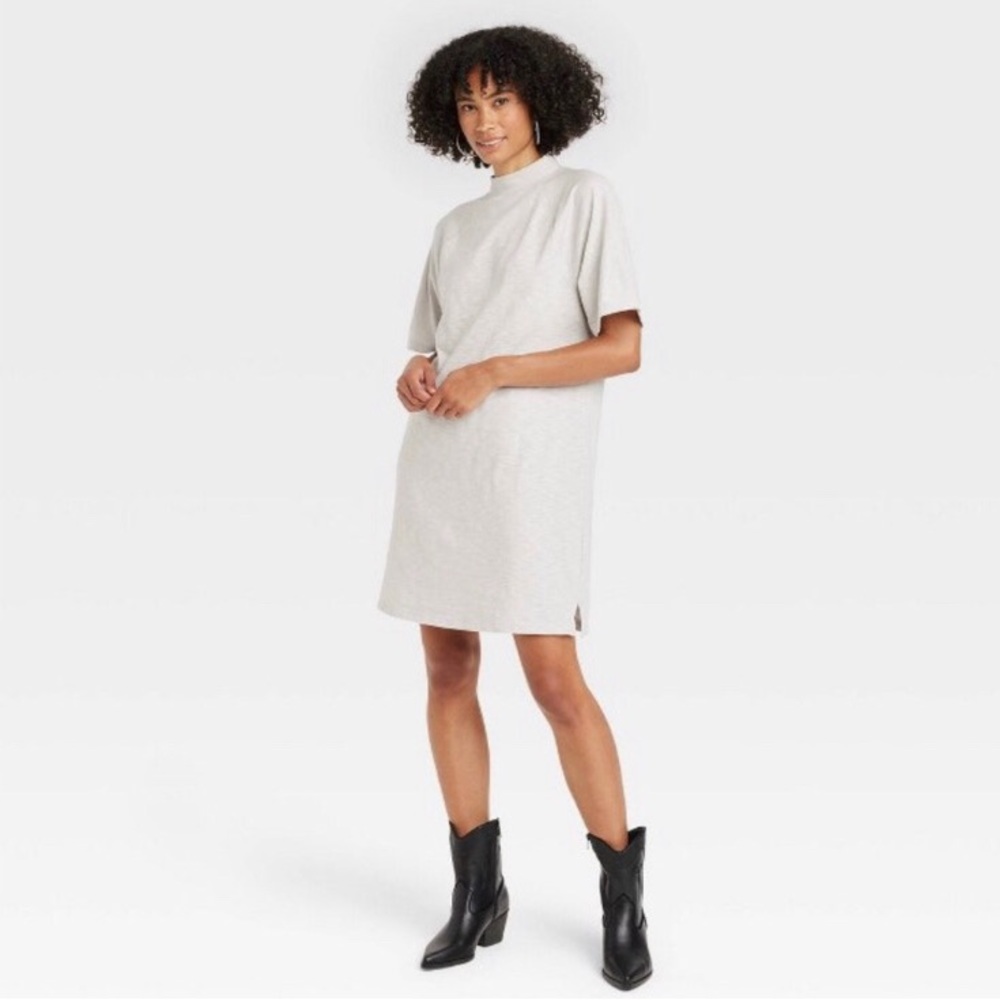 Universal Thread Gray Elbow Knit T-Shirt Dress, XS